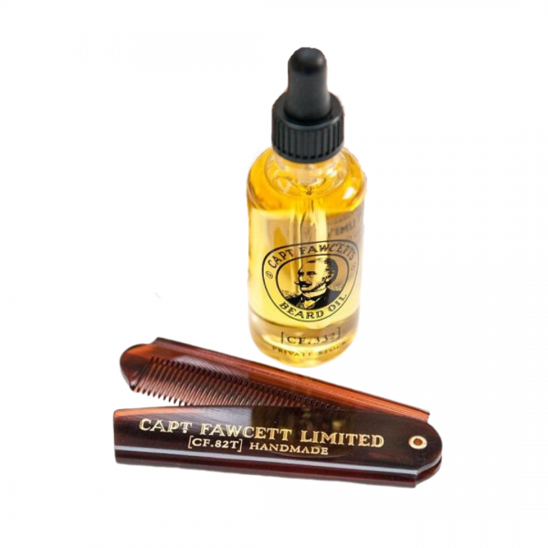 Gift Set Captain Fawcett Beard Oil (CF.332) & Folding Pocket Beard Comb (CF.82T)