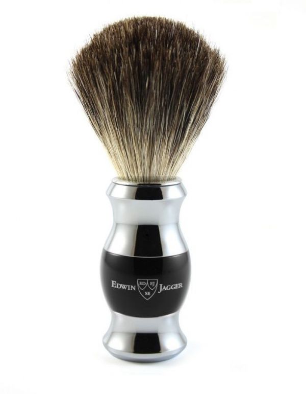 Edwin Jagger shaving brush 81SB356CR black resin badger hair