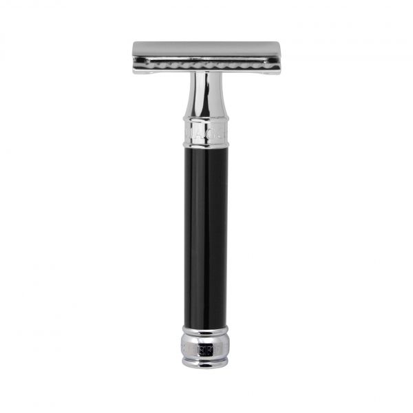 Edwin Jagger DE86BL machine black resin chrome T-shaped