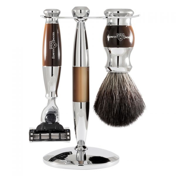 Set Edwin Jagger S21M362CR dark brown Mach 3