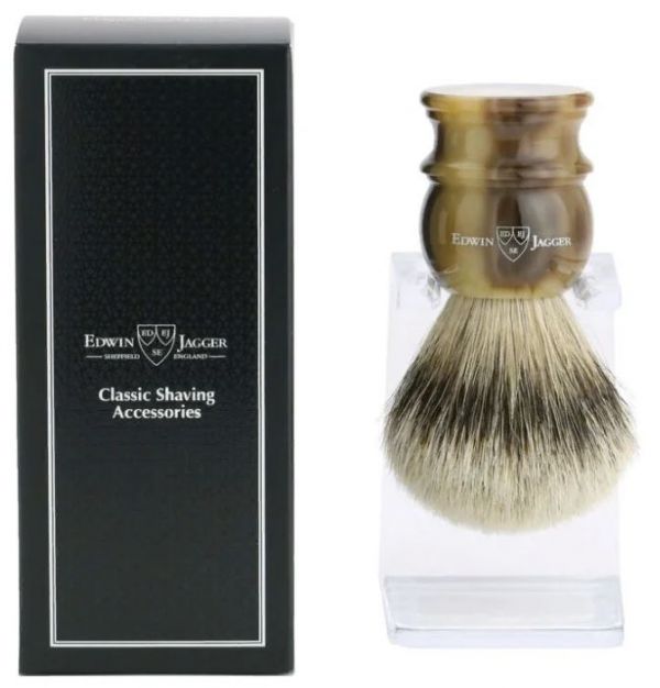 Edwin Jagger 3EJ462LDS shaving brush dark brown badger hair with stand